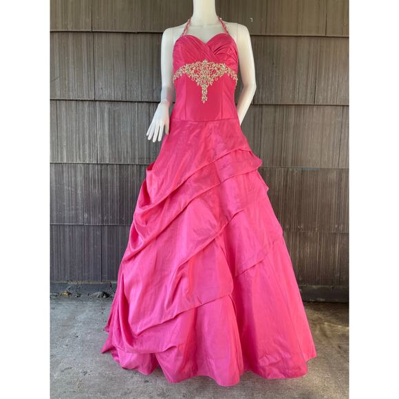 🔥Mystique Halter Barbie Princess Beads Layers Party Prom Birthday Ball Gown